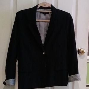 Harve Benard Navy Linen Blazer Sz 8